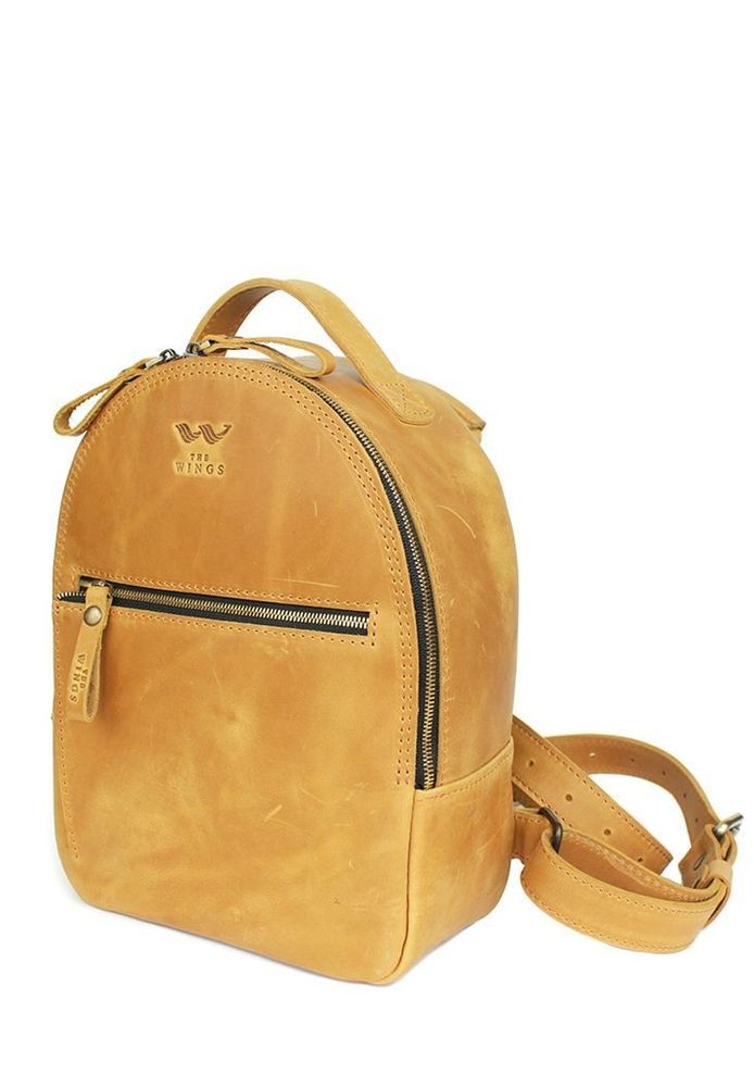 Женский рюкзак из натуральной кожи Groove S желтый винтажный TW-GROOVE-S-YELL-CRZ купить недорого в Ты Купи