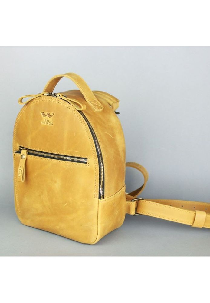Женский рюкзак из натуральной кожи Groove S желтый винтажный TW-GROOVE-S-YELL-CRZ купить недорого в Ты Купи