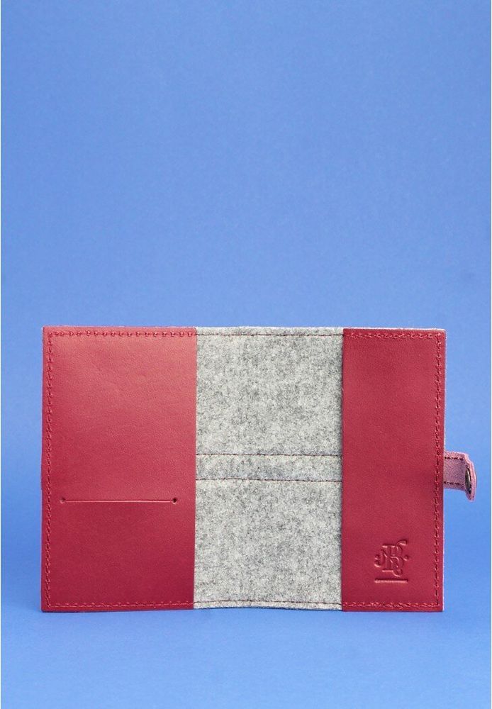 Фетровая обложка для паспорта BlankNote 1.1 с кожаными бордовыми вставками - BN-OP-1-1-FELT-VIN купить недорого в Ты Купи