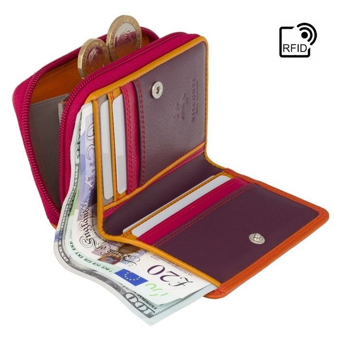 Шкіряний гаманець Visconti RB53 Hawaii з RFID (Orange Multi) купити недорого в Ти Купи