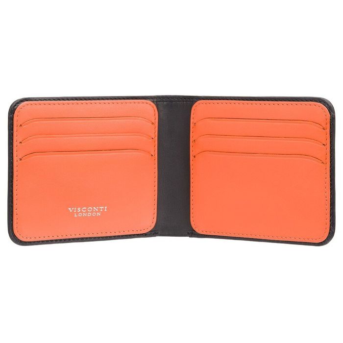 Кожаный мужской кошелек Visconti VSL35 Trim c RFID (Black-Orange) купить недорого в Ты Купи