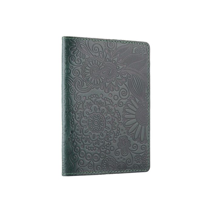 Шкіряна зелена обкладинка на паспорт HiArt PC-01 Mehendi Art Зелений купити недорого в Ти Купи