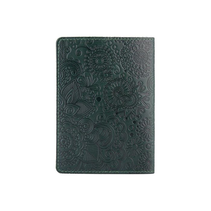 Кожаная зеленая обложка на паспорт HiArt PC-01 Mehendi Art Зелёный купить недорого в Ты Купи