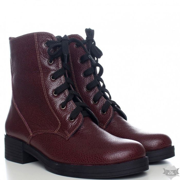 Женские кожаные бордовые ботинки Villomi 2517-05 купить недорого в Ты Купи