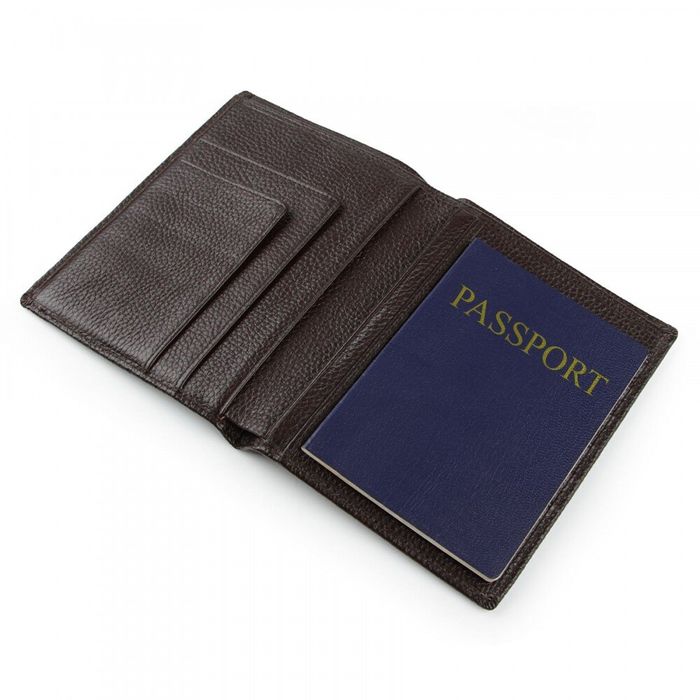 Кошелек из натуральной кожи с отделениями для паспортов SHVIGEL 13832 Темно-коричневый купить недорого в Ты Купи