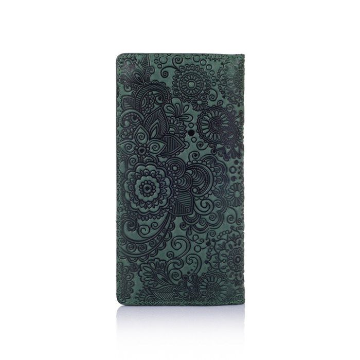 Зеленый кожаный бумажник Hi Art WP-05 Mehendi Art Зелёный купить недорого в Ты Купи