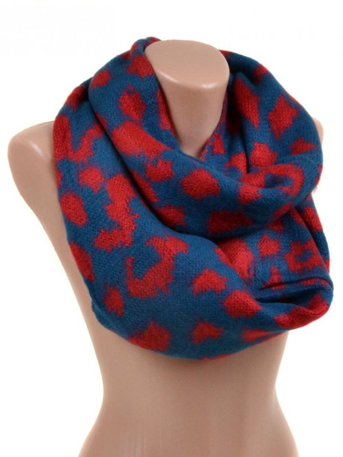 Женский шерстяной шарф-хомут вязка M0435 red купить недорого в Ты Купи