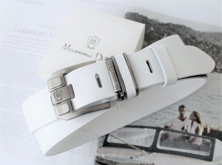 Кожаный мужской ремень Massimo белый md089 купить недорого в Ты Купи