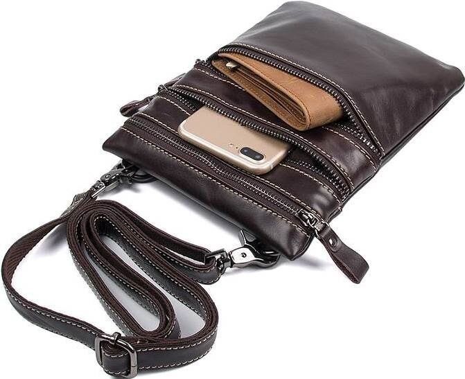 Чоловіча шкіряна сумка Vintage 14554 Темно-коричневий купити недорого в Ти Купи