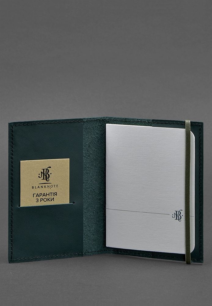 Шкіряна обкладинка на паспорт 1.0 Зелений BN-OP-1-малахіт купити недорого в Ти Купи