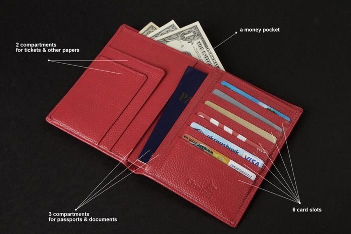 Чоловічий шкіряний гаманець з відділеннями для паспортів SHVIGEL 13831 Червоний купити недорого в Ти Купи