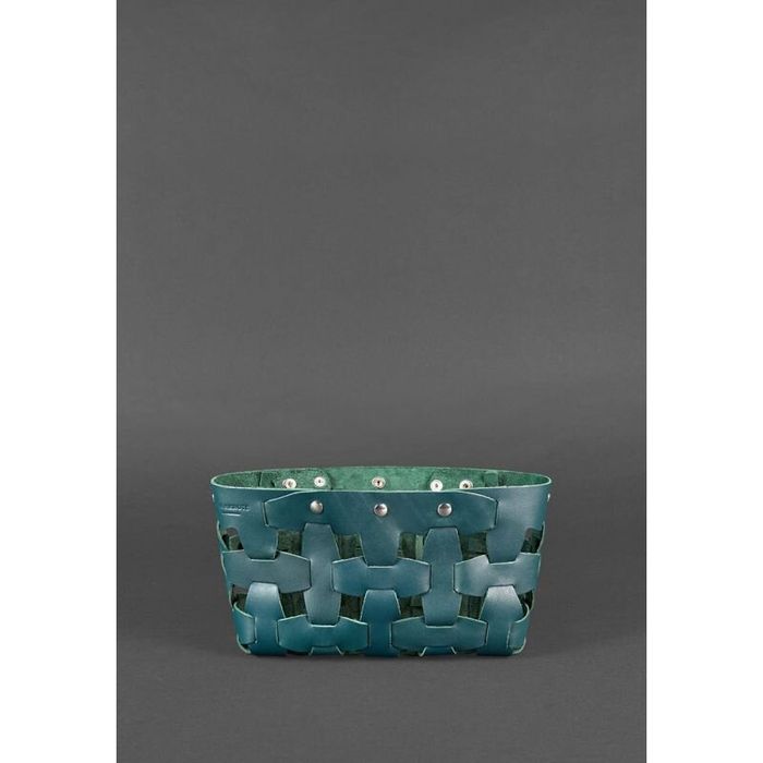 Шкіряна плетена жіноча сумка BlankNote Пазл Krast S Зелена (BN-BAG-31-malachite) купити недорого в Ти Купи