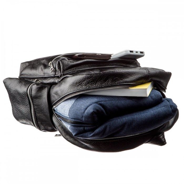 Кожаный чёрный рюкзак SHVIGEL 11260 купить недорого в Ты Купи