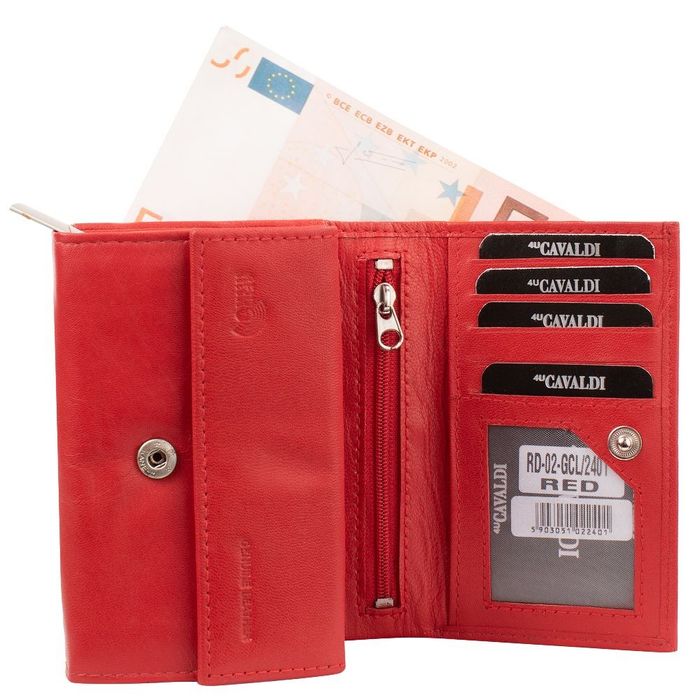 Женский кожаный кошелек 4U CAVALDI DNK-RD-02-GCL-red купить недорого в Ты Купи