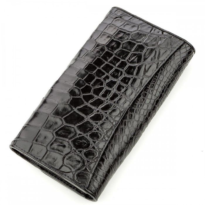 Чоловічий гаманець-клатч зі шкіри крокодила CROCODILE LEATHER 18572 Чорний купити недорого в Ти Купи