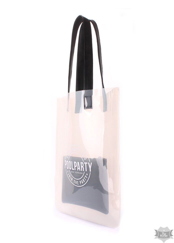 Прозрачная сумка POOLPARTY Toxic белая с косметичкой купить недорого в Ты Купи