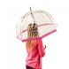 Женский механический прозрачный зонт-трость Fulton Birdcage-2 L042 - Pink Polka