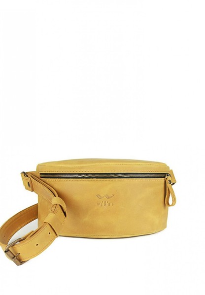 Кожаная поясная сумка желтая винтажная TW-BELTBAG-YELL-CRZ купить недорого в Ты Купи