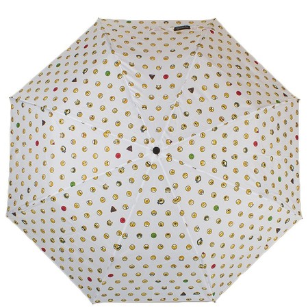 Полуавтоматический женский зонтик HAPPY RAIN белый со смайликами купить недорого в Ты Купи