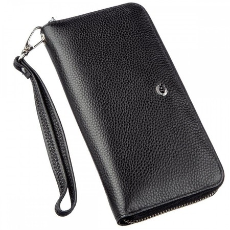 Жіночий чорний гаманець з натуральної шкіри ST Leather 18852 Чорний купити недорого в Ти Купи