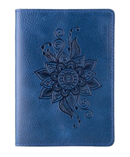 Шкіряна синя обкладинка на паспорт HiArt PC-01-C19-4026-T006 Синій купити недорого в Ти Купи