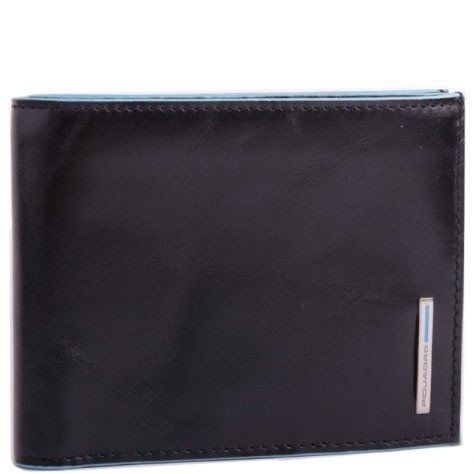 Чорне шкіряне чоловіче портмоне Piquadro Blue Square (PU1240B2_N) купити недорого в Ти Купи