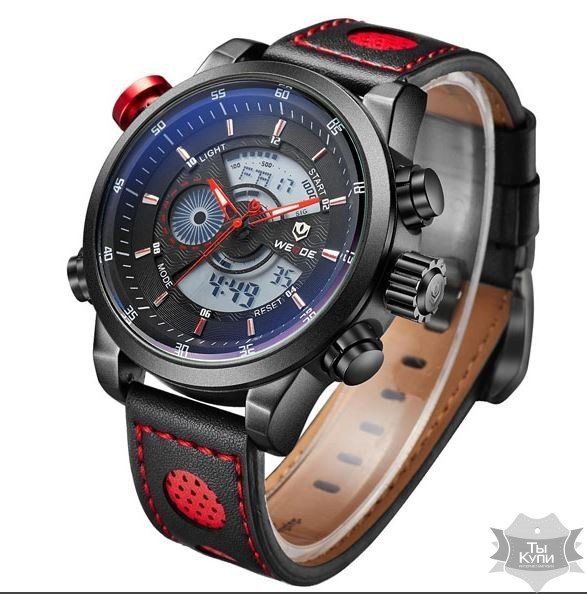 Чоловічий спортивний годинник Weide Premium Red (+1299) купити недорого в Ти Купи