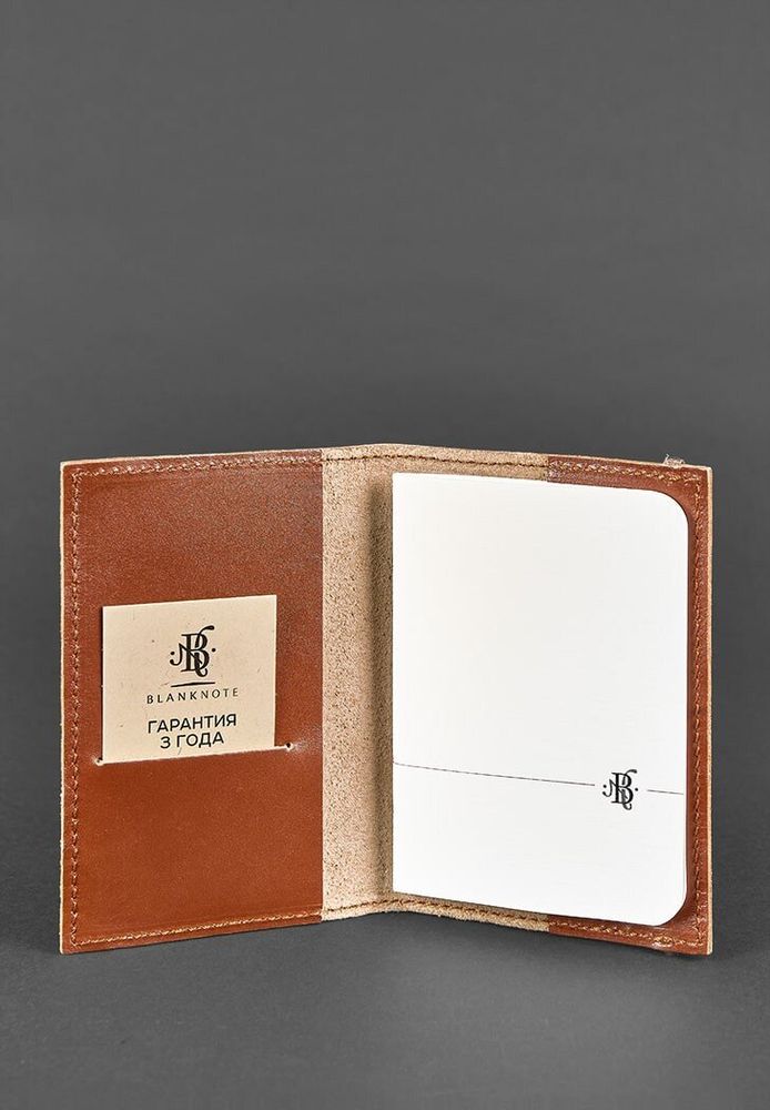 Шкіряна обкладинка для паспорта BlankNote 1.0 світло-коричнева BN-OP-1-K купити недорого в Ти Купи