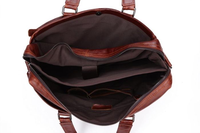 Мужская кожаная коричневая сумка John McDee jd7162в купить недорого в Ты Купи