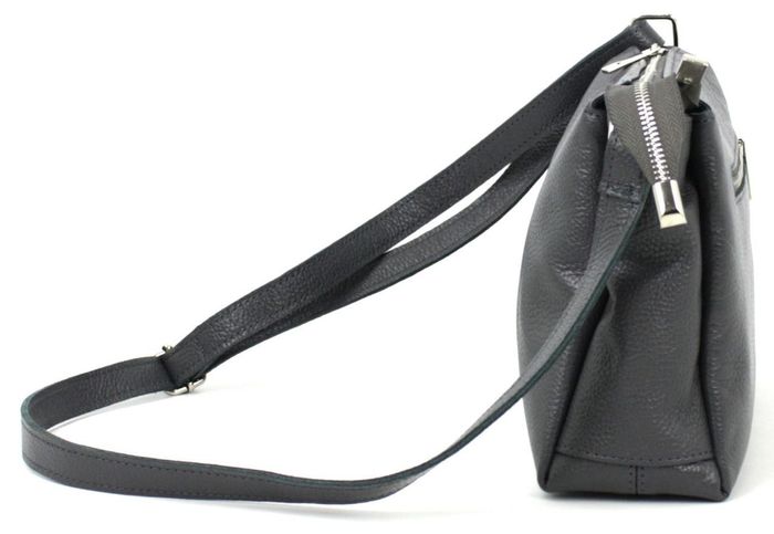 Жіноча шкіряна сумка над плечем Борсадомода, сіра купити недорого в Ти Купи