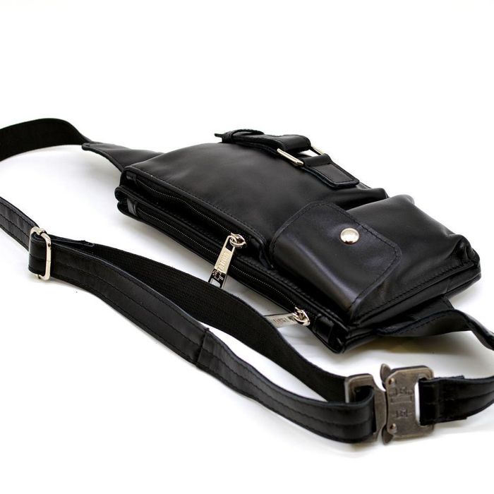 Кожаная мужская черная сумка на пояс TARWA ga-8135-3 md купить недорого в Ты Купи