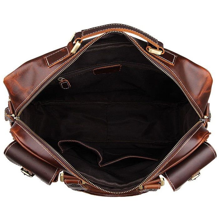 Мужская кожаная темно- сумка John McDee jd7028c Темно-коричневый купить недорого в Ты Купи