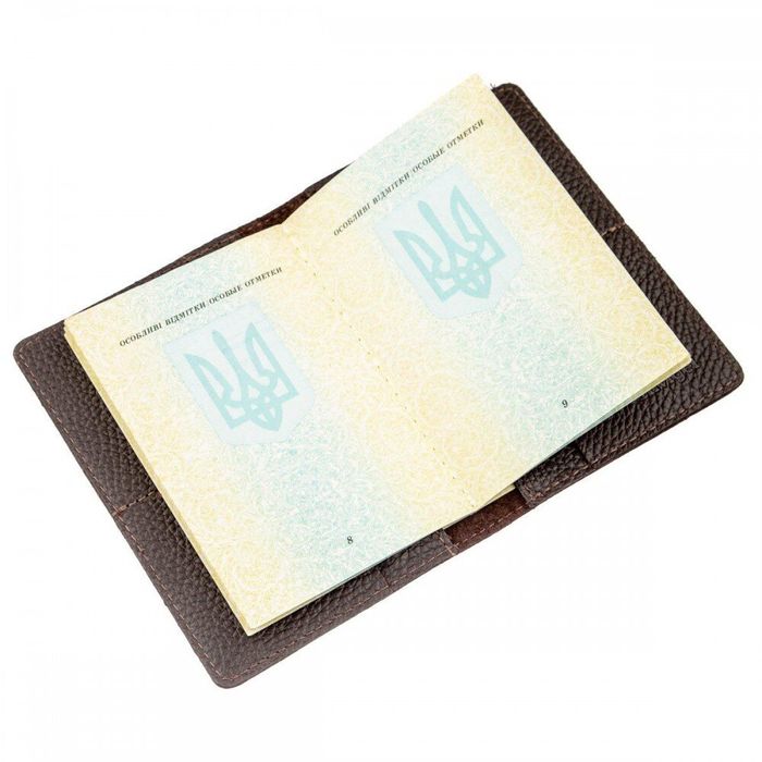 Обкладинка для паспорта з натуральної шкіри Shvigel 13960 Коричневий купити недорого в Ти Купи