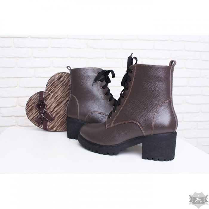 Кожаные женские коричневые ботинки Villomi 4017-04 купить недорого в Ты Купи