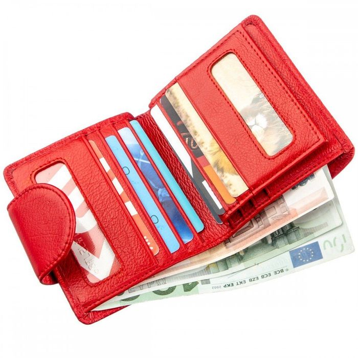 Жіночий червоний гаманець з натуральної шкіри ST Leather 18923 Червоний купити недорого в Ти Купи
