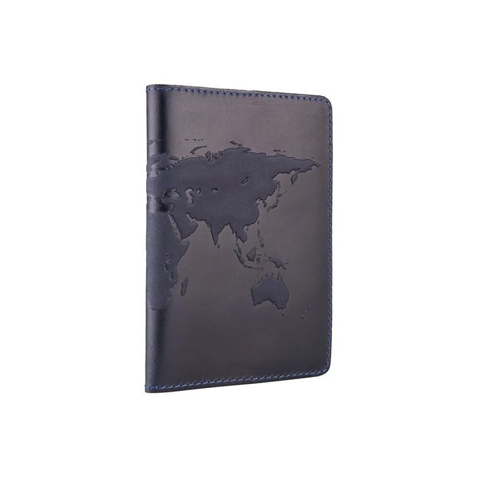 Обкладинка для паспорта зі шкіри Hi Art «World Map» PC-02 Темно-синій купити недорого в Ти Купи