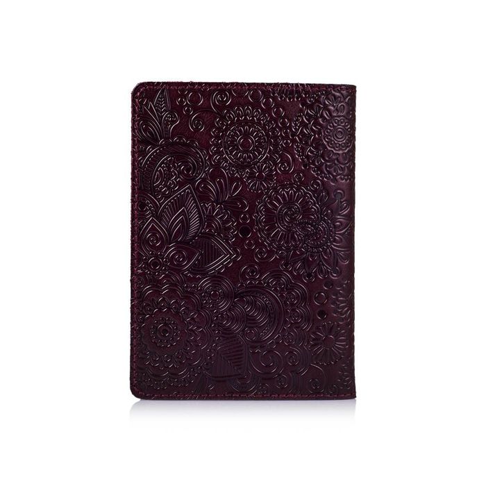Шкіряна обкладинка на паспорт HiArt PC-01 Mehendi Art темно-фіолетова Фіолетовий купити недорого в Ти Купи