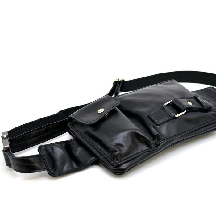 Кожаная мужская черная сумка на пояс TARWA ga-8135-3 md купить недорого в Ты Купи