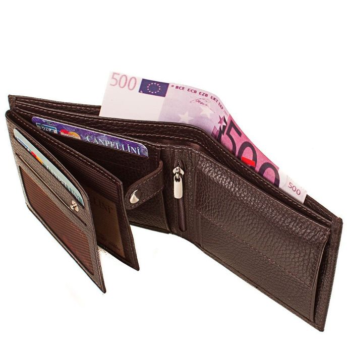 Чоловічий шкіряний гаманець CANPELLINI коричневий купити недорого в Ти Купи