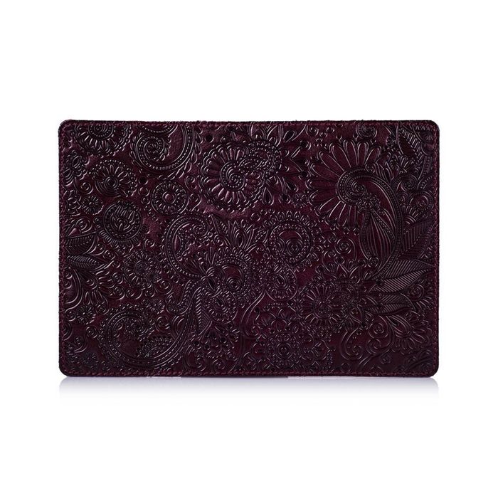 Шкіряна обкладинка на паспорт HiArt PC-01 Mehendi Art темно-фіолетова Фіолетовий купити недорого в Ти Купи