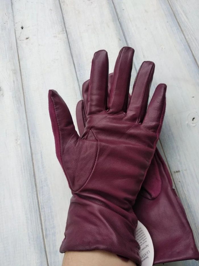 Перчатки женские сливовые комбинированные кожа+замша 719s3 L Shust Gloves купить недорого в Ты Купи