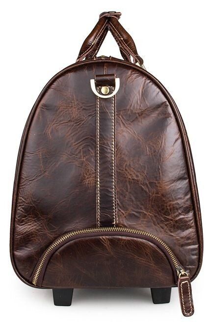 Дорожная кожаная сумка на колесах Vintage 14254 Темно-коричневый купить недорого в Ты Купи