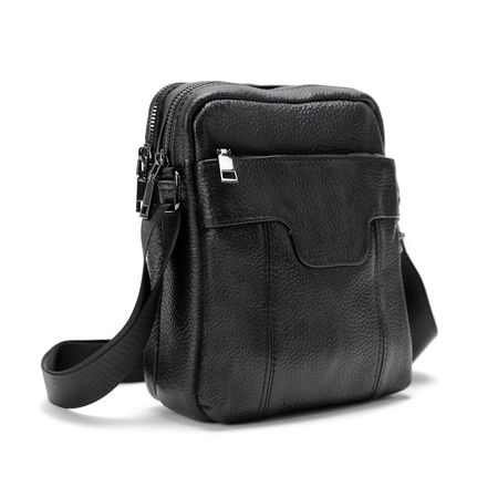 Чоловічий шкіряний месенджер чорного кольору Tiding Bag M56-2058A купити недорого в Ти Купи