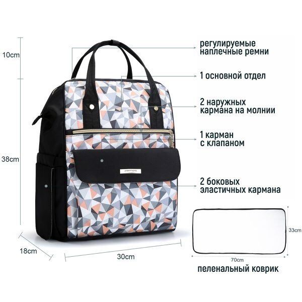 Сумка-рюкзак для мами чорна MOMMORE (0090211A001) купити недорого в Ти Купи