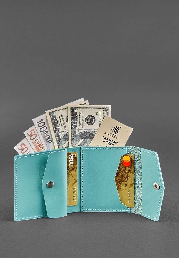 Кожаный женский кошелек BlankNote 2.1 бирюзовый BN-W-2-1-TIFFANY купить недорого в Ты Купи