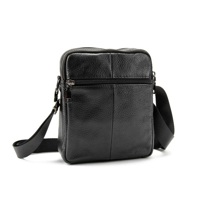 Мужской кожаный мессенджер черного цвета Tiding Bag M56-2058A купить недорого в Ты Купи