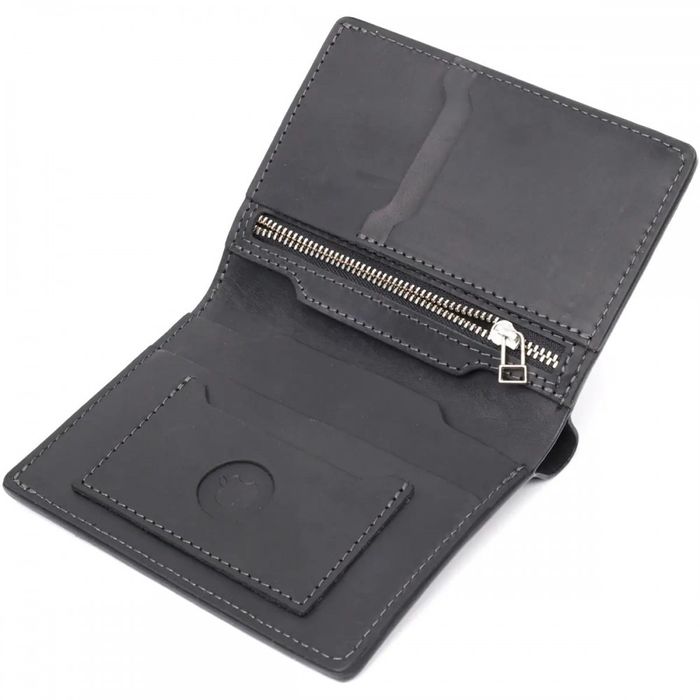 Шкіряний чоловічий гаманець ручної роботи з тримачем Apple AirTag GRANDE PELLE 11623 купити недорого в Ти Купи