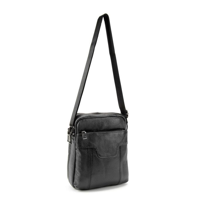 Мужской кожаный мессенджер черного цвета Tiding Bag M56-2058A купить недорого в Ты Купи