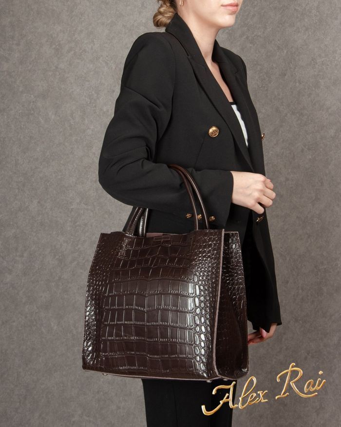 Сумка жіноча ALEX RAI 1564 brown croco купити недорого в Ти Купи