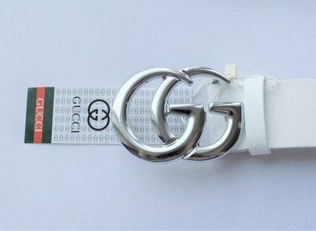 Женские кожаные ремни белого цвета ширина 3.8 см. Глянцевое серебро gg4888 купить недорого в Ты Купи